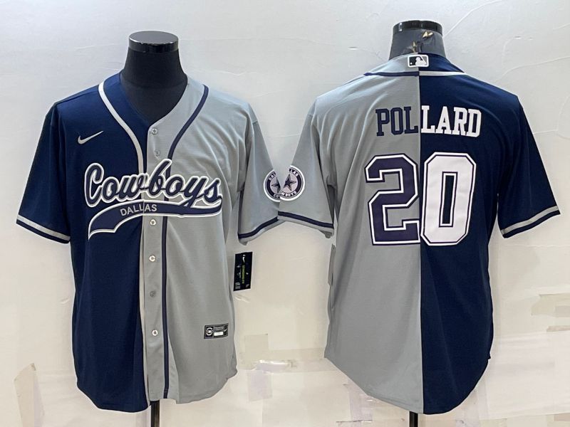 Men Dallas Cowboys #20 Pollard Blue grey 2022 Nike Co branded NFL Jersey->dallas cowboys->NFL Jersey